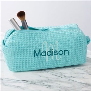 Playful Name Personalized Mint Waffle Weave Makeup Bag - 33917-M