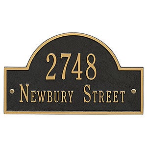 Grand Arch House Address Personalized Aluminum Plaque- Black/Gold - 3400D-BG