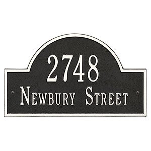 Grand Arch House Address Personalized Aluminum Plaque-Black/White - 3400D-BW