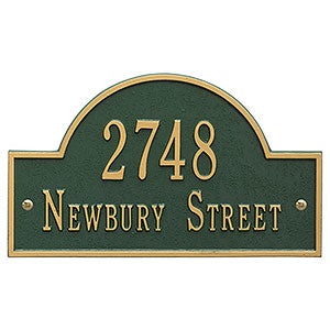 Grand Arch Personalized Address Plaque - Green & Gold - 3400D-GG