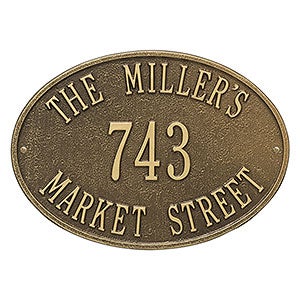 Hawthorne House Address Personalized Aluminum Plaque- Antique Brass - 3402D-AB