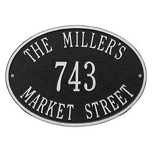 Hawthorne House Address Personalized Aluminum Plaque-Black/Silver - 3402D-BS