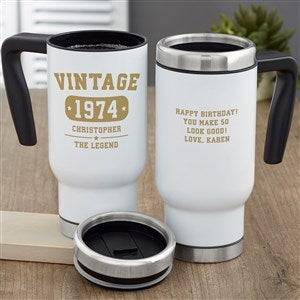Vintage Birthday Personalized 14 oz. Commuter Travel Mug - 34312