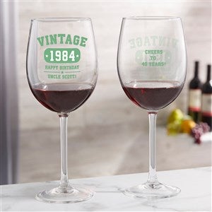 Vintage Birthday Personalized Red Wine Glass - 34314-R
