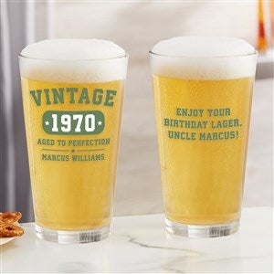 Vintage Birthday Personalized Beer Pint Glass - 34315-G
