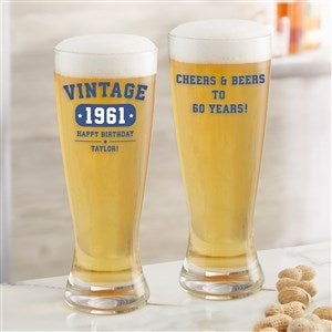 Vintage Birthday Personalized Beer Pilsner Glass - 34315