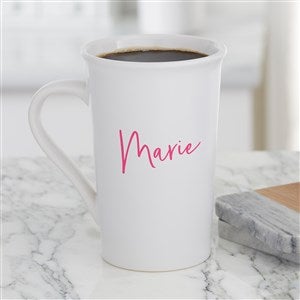 Trendy Script Name Personalized Latte Mug 16 oz.- White - 34322-U