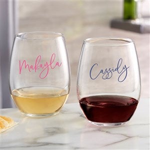 Trendy Script Name Personalized Stemless Wine Glass - 34326-S