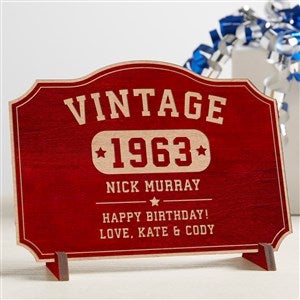 Vintage Birthday Personalized Wood Postcard- Red - 34335-R