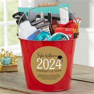 Classic Graduation Personalized Tin Bucket- Red - 34426-R