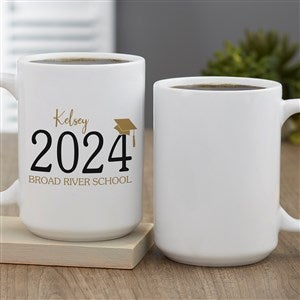 Classic Graduation Personalized Coffee Mug 15 oz.- White - 34429-L