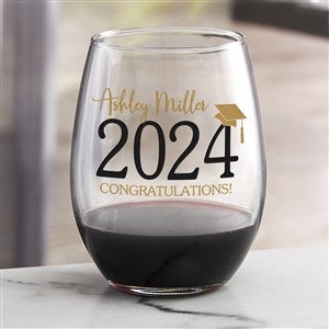 Classic Graduation Personalized Stemless Wine Glass - 34431-S