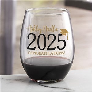 Classic Graduation Personalized Stemless Wine Glass