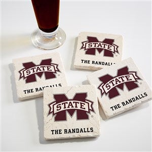 NCAA Mississippi State Bulldogs Personalized Tumbled Stone Coaster Set - 34715