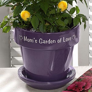 Personalized Flower Pots - Purple Ceramic