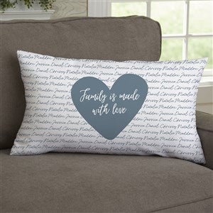 Family Heart Personalized Lumbar Velvet Throw Pillow - 34885-LBV