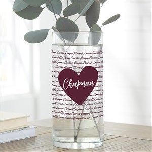 Family Heart Personalized Cylinder Glass Flower Vase - 34891