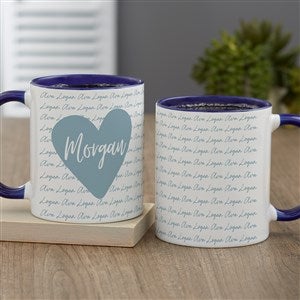 Family Heart Personalized Coffee Mug 11 oz.- Blue - 34894-BL