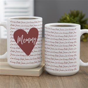 Family Heart Personalized Coffee Mug 15 oz.- White - 34894-L
