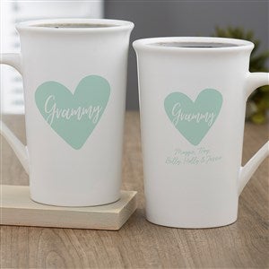 Family Heart Personalized Latte Mug 16 oz.- White - 34894-U