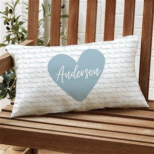 Family Heart Personalized Lumbar Outdoor Throw Pillow- 12” x 22” - 34898-LB