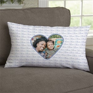 Family Heart Photo Personalized Lumbar Velvet Throw Pillow - 34905-LBV