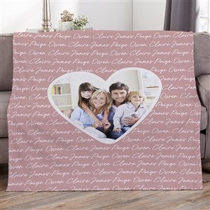 Family Heart Photo Personalized 50x60 Plush Fleece Blanket - 34906-F