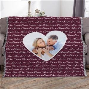 Family Heart Photo Personalized 56x60 Woven Throw - 34906-A