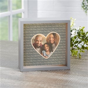 Family Heart Photo Personalized LED Light Shadow Box- 6