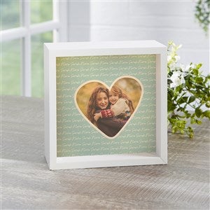 Family Heart Photo Personalized LED Ivory Light Shadow Box- 6