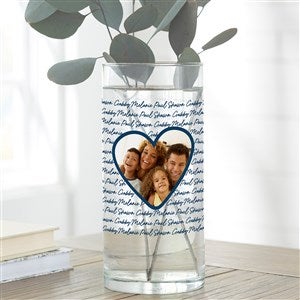 Family Heart Photo Personalized Cylinder Glass Flower Vase - 34909