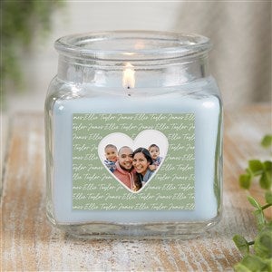 Family Heart Photo Personalized 10 oz. Linen Candle Jar - 34911-10CW