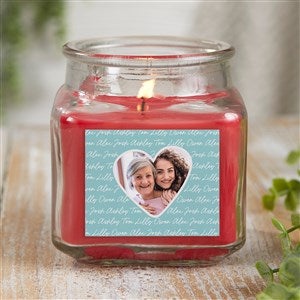 Family Heart Photo Personalized 10 oz. Cinnamon Spice Candle Jar - 34911-10CS