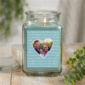 Family Heart Photo Personalized 18 oz. Eucalyptus Mint Candle Jar - 34911-18ES
