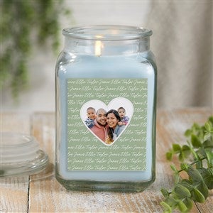 Family Heart Photo Personalized 18 oz. Linen Candle Jar - 34911-18CW