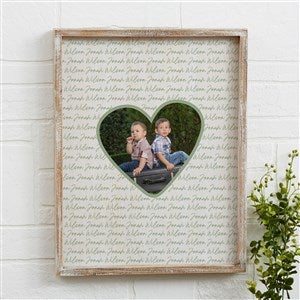 Family Heart Photo Personalized Whitewashed Barnwood Frame Wall Art- 14