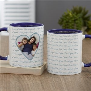 Family Heart Photo Personalized Coffee Mug 11 oz.- Blue - 34913-BL