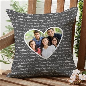 Family Heart Photo Personalized Outdoor Throw Pillow- 16”x 16” - 34917