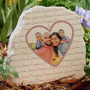 Family Heart Photo Personalized Standing Garden Stone - 34918