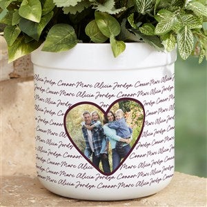 Family Heart Photo Personalized Outdoor Flower Pot - 34919