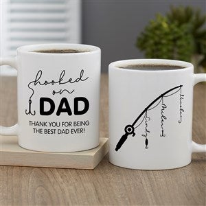 Hooked On Dad Personalized Coffee Mug 11 oz.- White - 34928-S