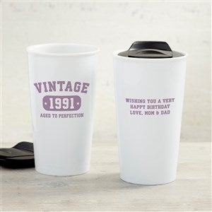 Vintage Birthday Personalized 12 oz. Double-Wall Ceramic Travel Mug - 34999