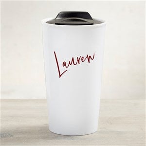 Trendy Script Name Personalized 12 oz. Double-Wall Ceramic Travel Mug - 35004