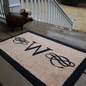 Calligraphy Monogram Personalized Black Colorstar™ Indoor/Outdoor Doormat - 35034D