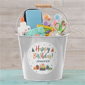 Birthday Celebration Personalized Large Metal Bucket-White - 35574-L