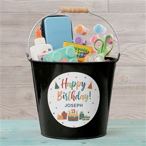 Birthday Celebration Personalized Large Metal Bucket-Black - 35574-BL