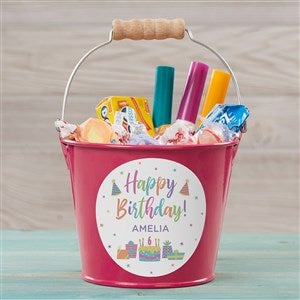 Birthday Celebration Personalized Mini Metal Bucket-Pink - 35574-P
