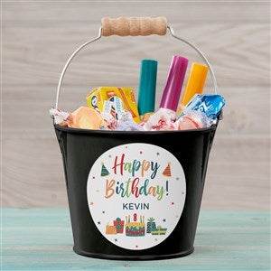 Birthday Celebration Personalized Mini Metal Bucket-Black - 35574-B