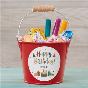 Birthday Celebration Personalized Mini Metal Bucket-Red - 35574-R