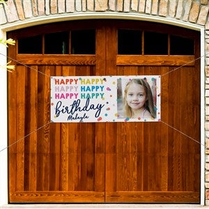 Happy Happy Birthday Personalized Photo Banner - 20x48 - 35600-SP